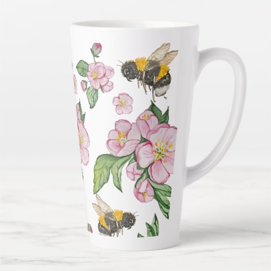 Drijvende appelboomgaard met bijen waterverf trekh latte mok (Rechts)