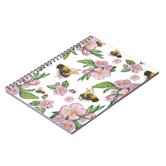 Drijvende appelboomgaard met bijen waterverf trekh notitieboek (Linkerzijde)