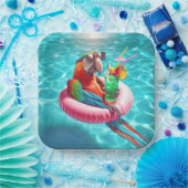 Drijvende ara in een zwembad papieren bordje (Feest)