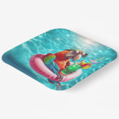 Drijvende ara in een zwembad papieren bordje (Gebogen)