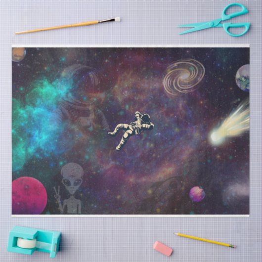 Drijvende astronaut in ruimtedocument Decoupage Tissuepapier (Craft)