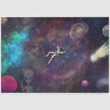 Drijvende astronaut in ruimtedocument Decoupage