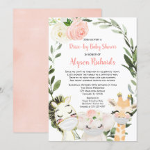 Drijvende baby shower safari dieren roze groen