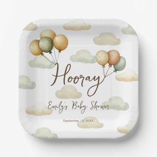 Drijvende ballonnen avonturen papieren bordje (Voorkant)