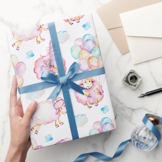 Drijvende ballonnen Lambs Clouds in Pastels Cadeaupapier (Geschenken)