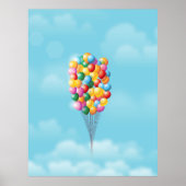 Drijvende ballonnen omhoog en weg. poster (Voorkant)