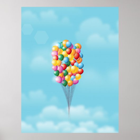 Drijvende ballonnen omhoog en weg. poster (Voorkant)