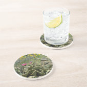 Drijvende beavertail Cactus met wilde bloemen Zandsteen Onderzetter (Zijkant)