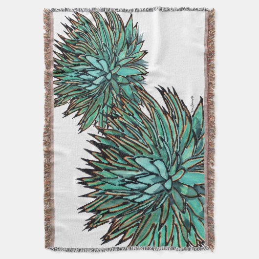 Drijvende beugels - Spiky Green Agave Deken (Voorkant Verticaal)