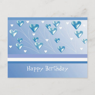 Drijvende blauwe harten Birthday Greeting Briefkaart