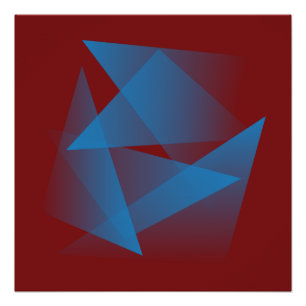 Drijvende blauwe scherven perfect poster