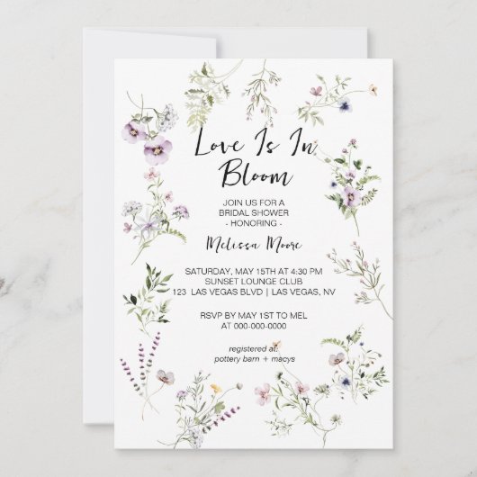 Drijvende bloem Bridal Shower Uitnodiging (Voorkant)