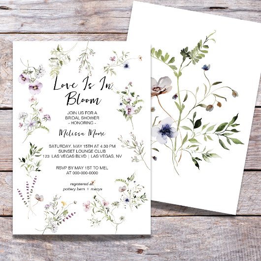 Drijvende bloem Bridal Shower Uitnodiging