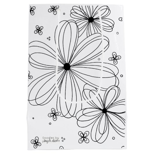 Drijvende bloemblaadjes in kleur Gift Bag Medium Cadeauzakje (Achterkant)