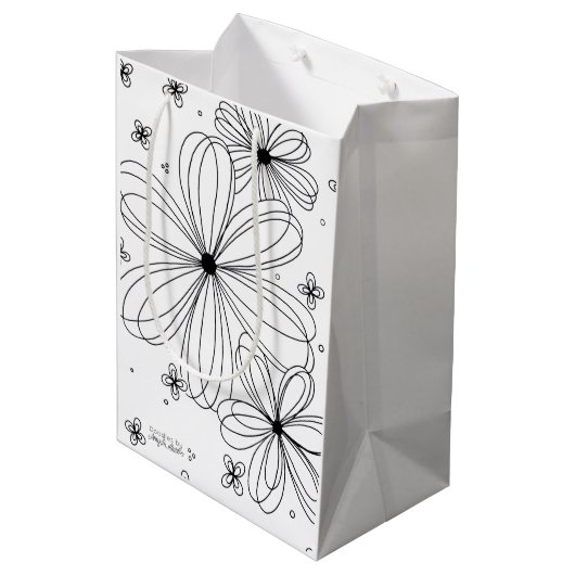 Drijvende bloemblaadjes in kleur Gift Bag Medium Cadeauzakje (Achterkant Gekanteld)