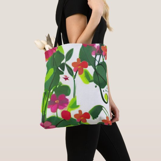 Drijvende bloemen en vloerbedekking: levendig en k tote bag (Dichtbij)