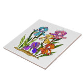 Drijvende bloemen, kleurrijke iris tegeltje (Zijkant)