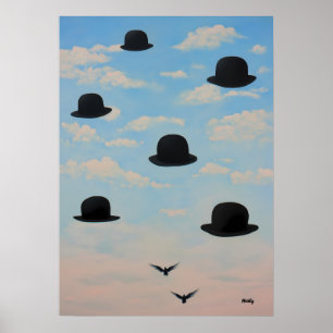 Drijvende bolhoeden dromenlandschap kunst poster