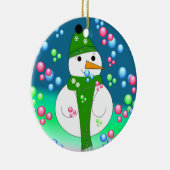 Drijvende bubbels Snowman Keramisch Ornament (Rechts)