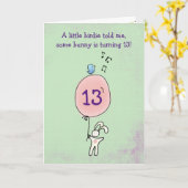 Drijvende Bunny die een ballonvaardag houdt Kaart (Gele Bloem)