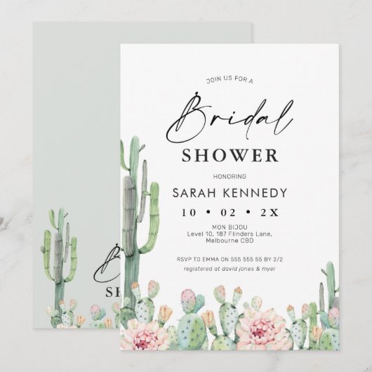 Drijvende cactus Fiesta Succulent Vrijgezellenfees Kaart (Voorkant / Achterkant)