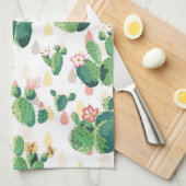 Drijvende cactus op witte achtergrond theedoek (Quarter Fold)