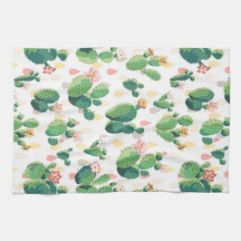 Drijvende cactus op witte achtergrond theedoek
