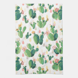 Drijvende cactus op witte achtergrond theedoek