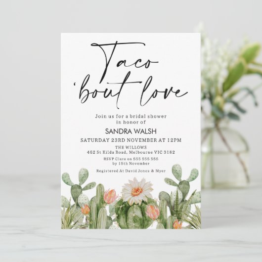 Drijvende Cactus Taco's over het Vrijgezellenfeest Kaart (Staand voorkant)