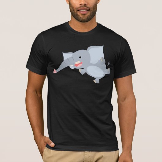 Drijvende Cartoon Elephant T-Shirt (Voorkant)