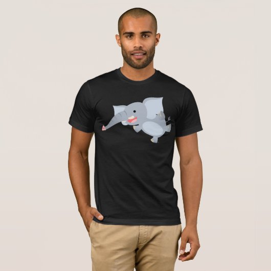 Drijvende Cartoon Elephant T-Shirt (Voorkant volledig)