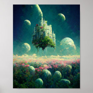 Drijvende Castle Fantasy Art Poster