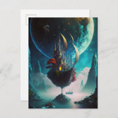 Drijvende Castle Ship Fantasy Art Briefkaart (Voorkant / Achterkant)