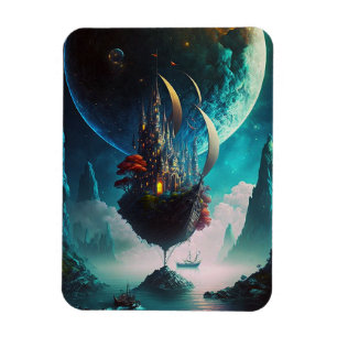 Drijvende Castle Ship Fantasy Art Magnet Magneet