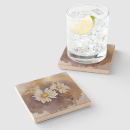 Drijvende Daisy-Waterverf Stenen Onderzetter