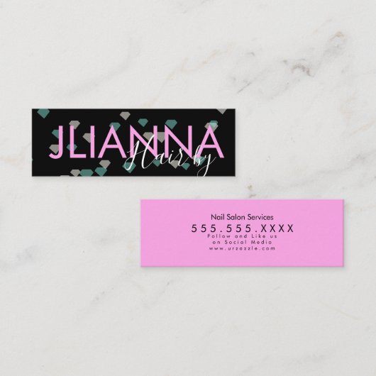 Drijvende Diamond Makeup Salon Nails Eyelashes Mini Visitekaartje (Voorkant / Achterkant)