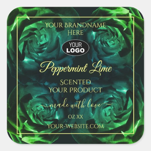 Drijvende donkergroene Blauwgroen Rozen - Etiket L (Voorkant)