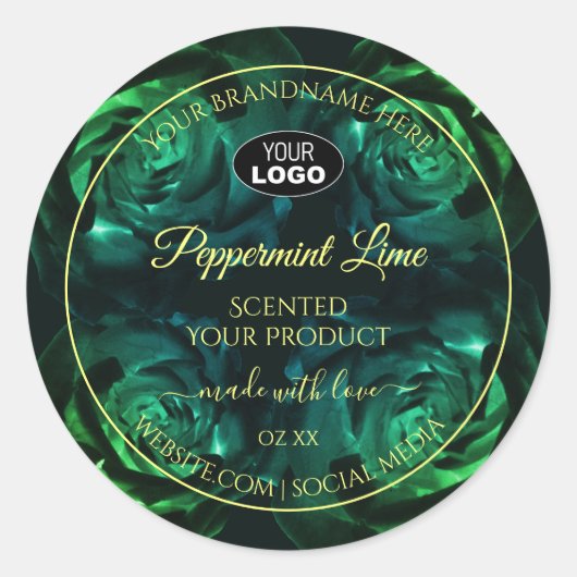 Drijvende donkergroene Blauwgroen Rozen - Etiket L (Voorkant)