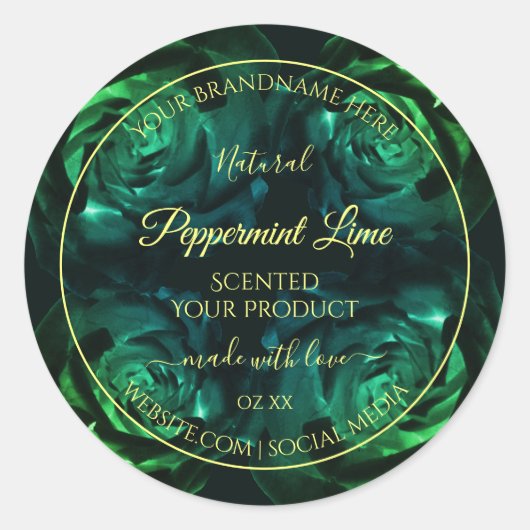 Drijvende donkergroene en Blauwgroen Rozen Product Ronde Sticker (Voorkant)