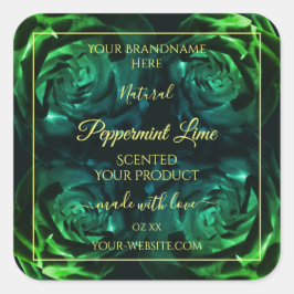 Drijvende donkergroene en Blauwgroen Rozen Product Vierkante Sticker