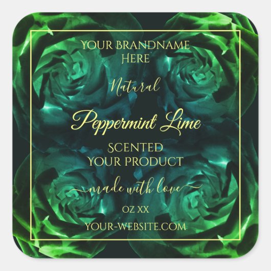 Drijvende donkergroene en Blauwgroen Rozen Product Vierkante Sticker (Voorkant)