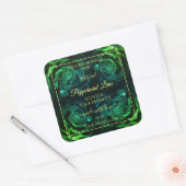 Drijvende donkergroene en Blauwgroen Rozen Product Vierkante Sticker (Envelop)