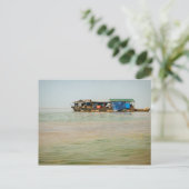 Drijvende Dorp, Huizen & Boten, Kambodja Briefkaart (Staand voorkant)