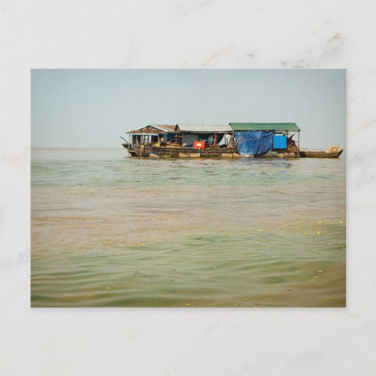 Drijvende Dorp, Huizen & Boten, Kambodja Briefkaart (Voorkant)