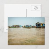 Drijvende dorp, huizen en boten, Cambodja Briefkaart (Voorkant / Achterkant)