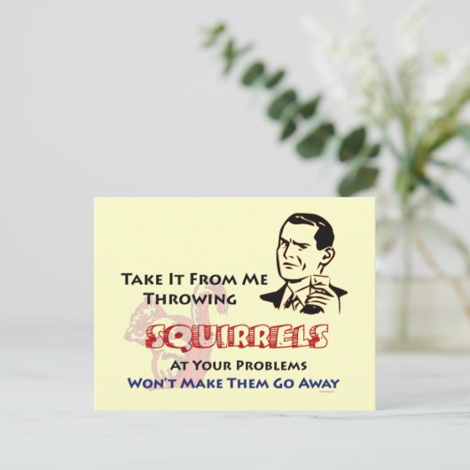 Drijvende eekhoorns Retro Briefkaart (Staand voorkant)