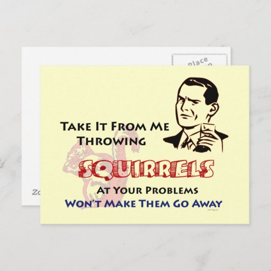 Drijvende eekhoorns Retro Briefkaart (Voorkant / Achterkant)