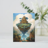 Drijvende eilanden Surreëel landschap Fantastische Briefkaart (Staand voorkant)