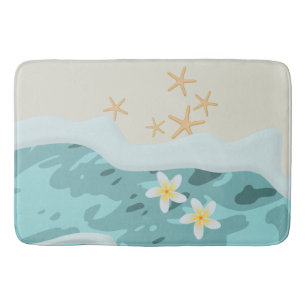 Drijvende Frangipanis op Beach Wave Meet Starfishe Badmat