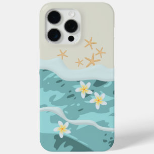 Drijvende Frangipanis op Beach Wave Meet Starfishe iPhone 15 Pro Max Hoesje